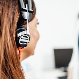 Woman getting a hearing test.